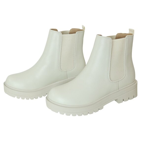 Soda Pilot-S Pu Bone Lug Sole Low Heel Chelsea Ankle Bootie Womens SIZE 7.5 - Picture 1 of 13